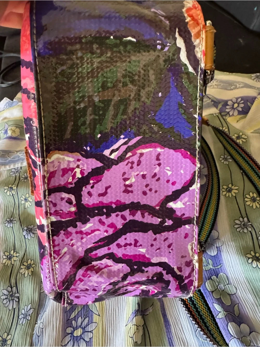 Consuela Blue Floral Dome Backpack with Pink Accents